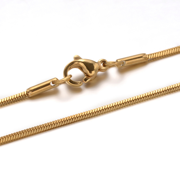 

PandaHall 304 Stainless Steel Snake Chain Necklaces, with Lobster Claw Clasps, Golden, 15.7 inch(40cm), 1mm 304 Stainless Steel