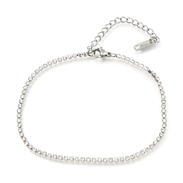 

PandaHall 304 Stainless Steel Rhinestone Cup Chain Bracelets, with Lobster Claw Clasps, Stainless Steel Color, Clear, 8-3/8 inch(21.2cm)...