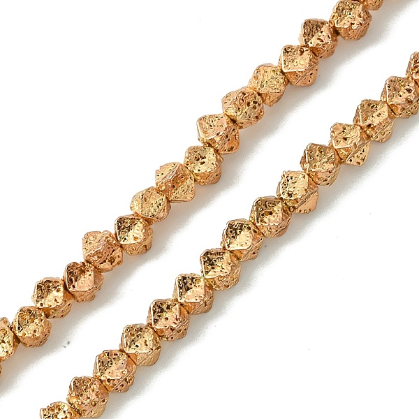

PandaHall Electroplated Natural Lava Rock Beads Strands, Star Cut Faceted Round Beads, Light Gold Plated, 3.5~4x5x5mm, Hole: 1mm, about...