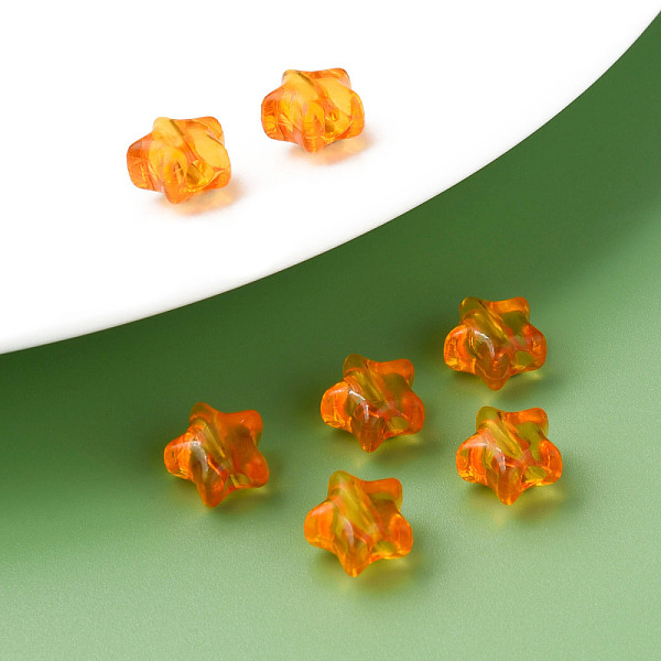 

PandaHall Transparent Acrylic Beads, Star, Orange, 9x9.5x5.5mm, Hole: 2mm, about 2000pcs/500g Acrylic Star Orange