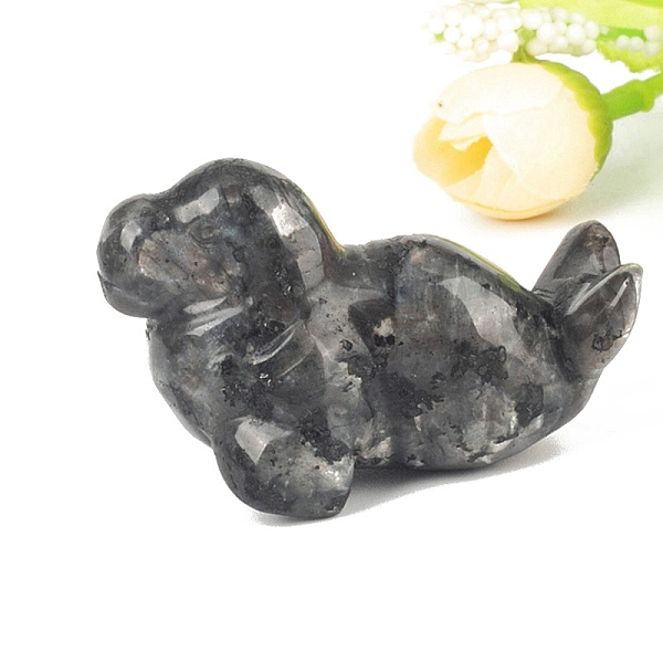

PandaHall Natural Larvikite Carved Healing Sea Dog Figurines, Reiki Energy Stone Display Decorations, 50.8mm Larvikite Sea Dog