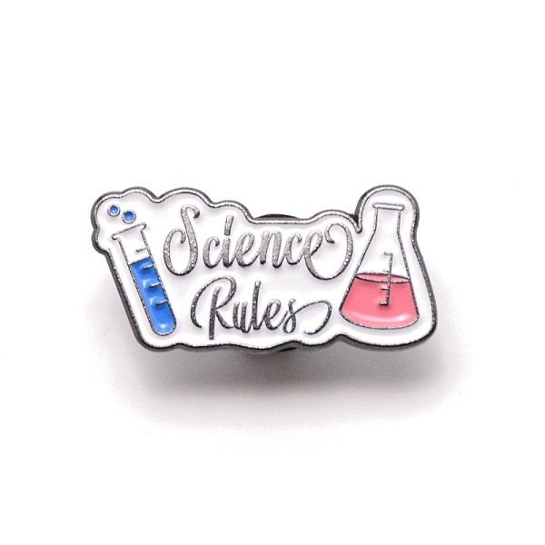 

PandaHall Alloy Enamel Brooches, Enamel Pin, with Rubber Clutches, with Word Science Rules, White, 13x27x10.5mm Alloy+Enamel White