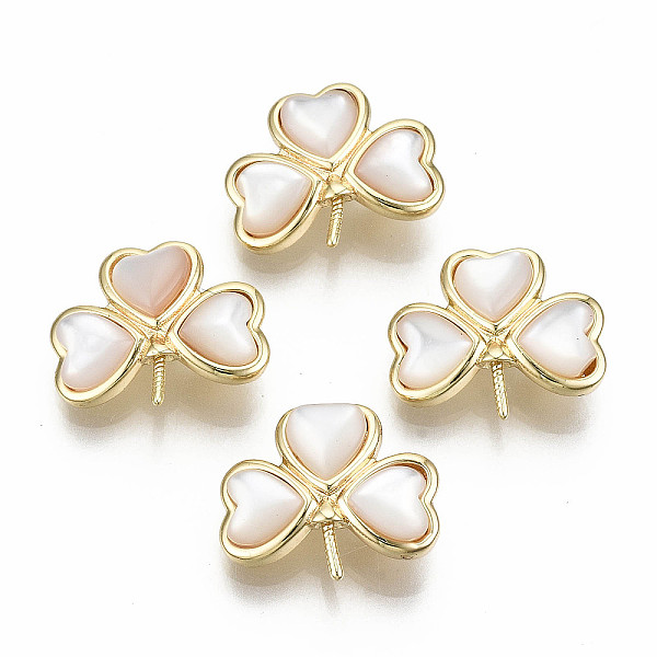 

PandaHall Brass Peg Bails, for Half Drilled Beads, with Cat Eye, Nickel Free, 3 Leaf Clover, Real 18K Gold Plated, 12x14x5mm, Hole: 3.5x2mm...