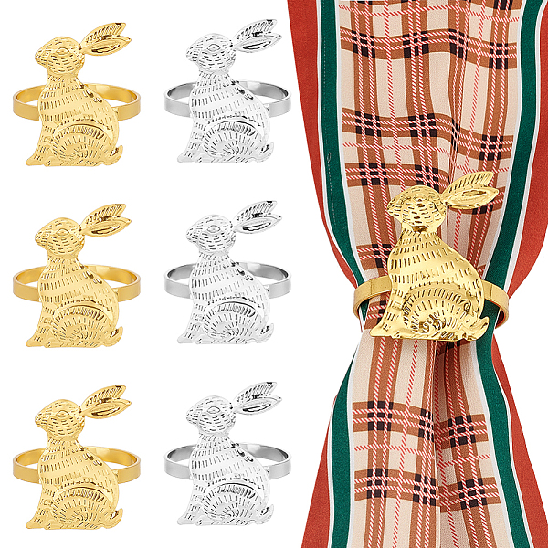

PandaHall Unicraftale 6Pcs 2 Colors Tibetan Style Iron Napkin Rings, Napkin Holder Adornment, Restaurant Daily Accessories, Rabbit, for...