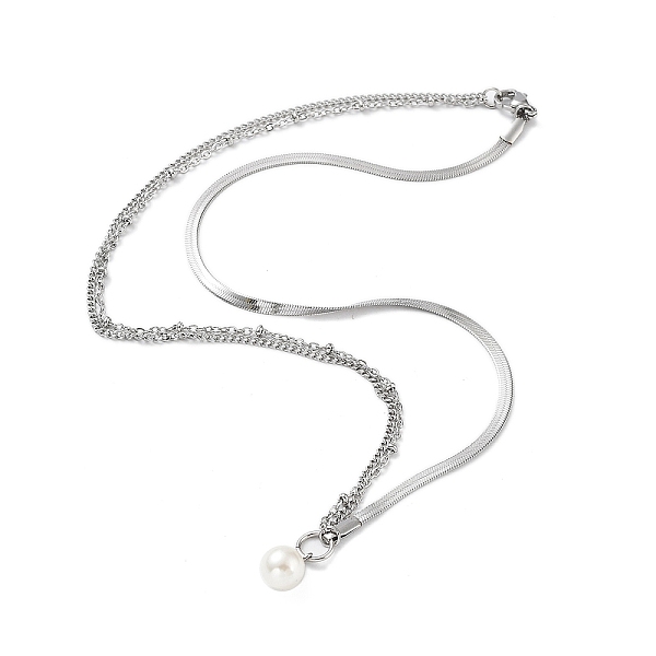 

PandaHall 304 Stainless Steel with Plastic Bead Necklaces, Stainless Steel Color, 17.83 inch(45.3cm) 304 Stainless Steel