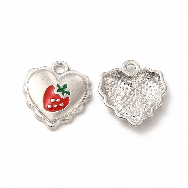 

PandaHall Alloy Enamel Pendants, Heart with Strawberry Charm, Platinum, 16.5x15x3mm, Hole: 2mm Alloy+Enamel Heart Red