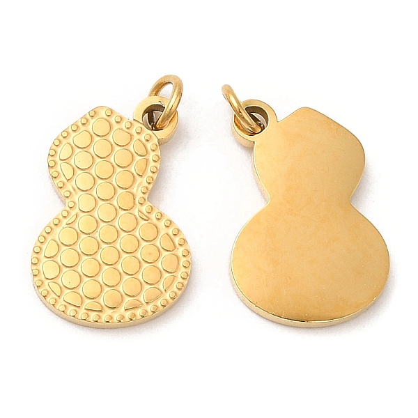

PandaHall Ion Plating(IP) 316L Surgical Stainless Steel Charms, Laser Cut, with Jump Ring, Gourd Charm, Real 18K Gold Plated, 13x9x1mm, Hole...
