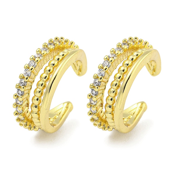 

PandaHall Brass Micro Pave Cubic Zirconia Cuff Earrings, for Women, Real 18K Gold Plated, 14x5mm Brass Clear