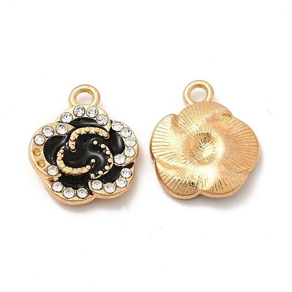 

PandaHall Alloy Enamel Pendants, with Crystal Rhinestone, Flower Charm, Light Gold, 17x15x3.5mm, Hole: 2mm Alloy Rhinestone+Enamel Flower..., Black