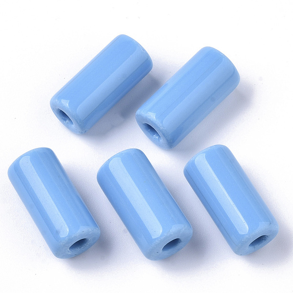 

PandaHall Opaque Glass Bugle Beads, Column, Round Hole, Deep Sky Blue, 23~24x11~12mm, Hole: 4mm, about 85pcs/bag Glass Blue