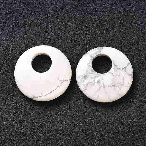 

PandaHall Natural Howlite Pendants, Flat Round, 40~41x8~9mm, Hole: 12~15mm Howlite Flat Round
