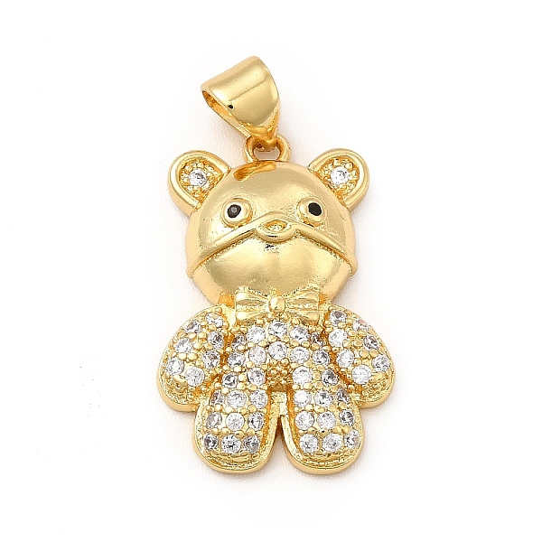 

PandaHall Rack Plating Brass Micro Pave Cubic Zirconia Pendants, Cadmium Free & Lead Free, Real 18K Gold Plated, Bear Charm, Clear...