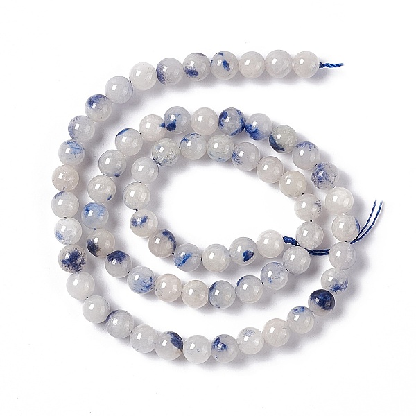 Natural Blue White Dumortierite Round Beads Strands