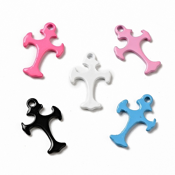 

PandaHall Spray Painted 201 Stainless Steel Charms, Cross Charms, Mixed Color, 14x9.5x1mm, Hole: 1.2mm 201 Stainless Steel Cross Multicolor