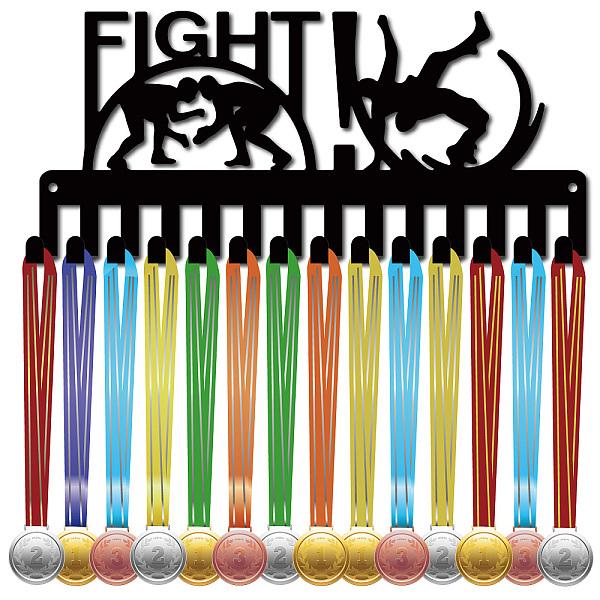 

PandaHall CREATCABIN Wrestling Medal Holder Medal Hangers Display Rack Sports Hanging Athlete Awards Iron Small Metal Wall Mount Decor with..., Black
