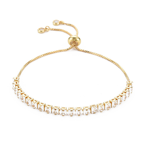 

PandaHall Cubic Zirconia Tennis Bracelet, Real 18K Gold Plated Brass Slider Bracelet for Women, Nickel Free, Clear, 10.63 inch(27cm) Brass...