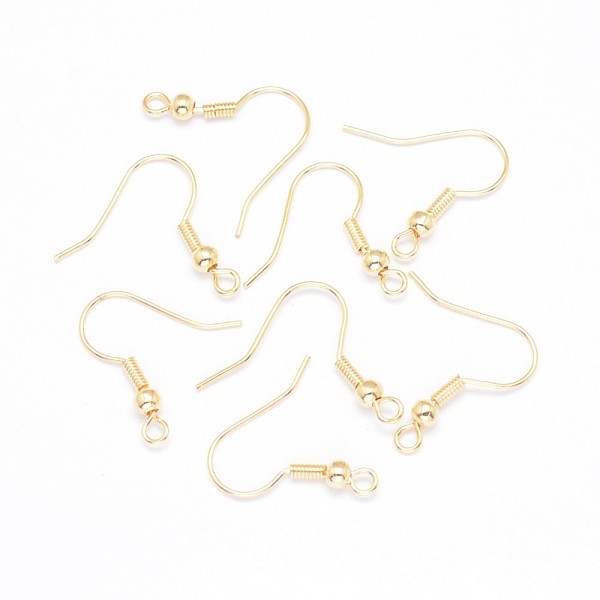 

PandaHall Rack Plating Brass Earring Hooks, Ear Wire, Light Gold, 19x9mm, Hole: 1.5mm, Pin: 0.8mm Brass