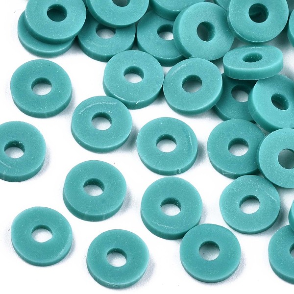 

PandaHall Handmade Polymer Clay Beads, for DIY Jewelry Crafts Supplies, Disc/Flat Round, Heishi Beads, Dark Turquoise, 4x1mm, Hole: 1mm...