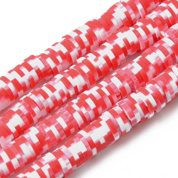 

PandaHall Handmade Polymer Clay Beads Strands, for DIY Jewelry Crafts Supplies, Heishi Beads, Disc/Flat Round, Red, 6x0.5~1mm, Hole: 1.8mm...