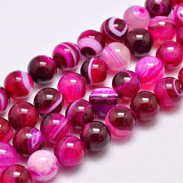 

PandaHall Natural Striped Agate/Banded Agate Bead Strands, Dyed & Heated, Round, Grade A, Deep Pink, 12mm, Hole: 1mm, about 32pcs/strand...