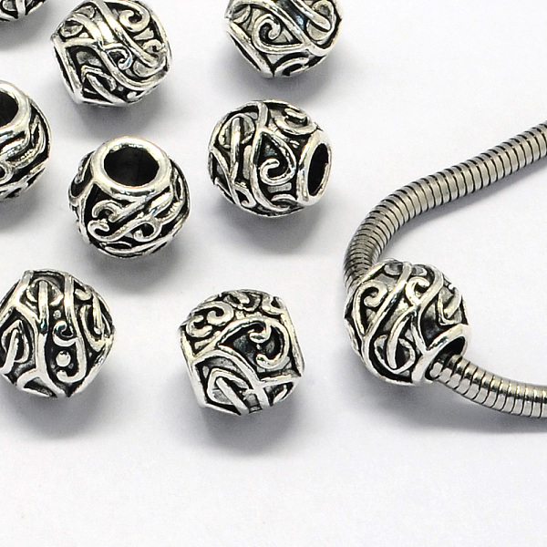 

PandaHall Alloy European Beads, Large Hole Beads, Rondelle, Antique Silver, 11x10.5mm, Hole: 5mm Alloy Rondelle