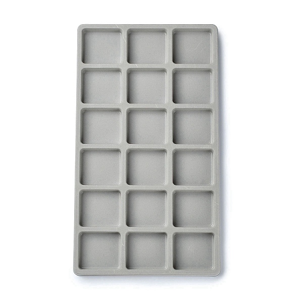 

PandaHall 18 Grids Flocking PE Bead Design Boards, DIY Beading Jewelry Making Tray, Rectangle, Gray, 34.5x20x1.5cm Plastic Gray