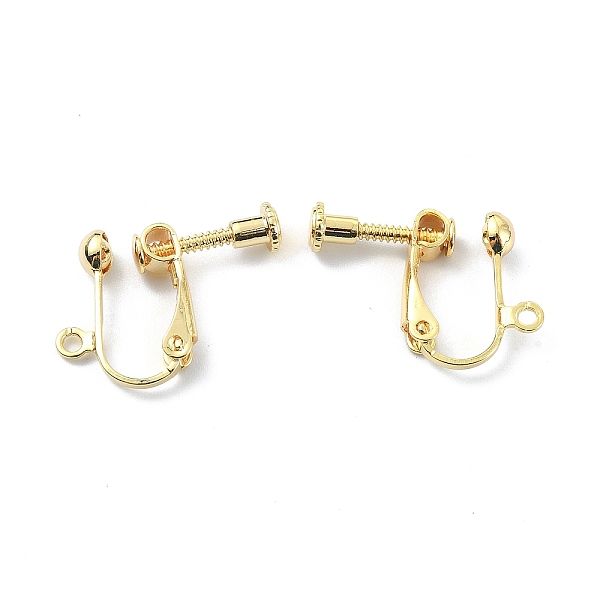 

PandaHall Brass Clip-on Earring Findings, Screw Non Pierced Earring Converter, with Loops, Real 18K Gold Plated, 16x18.5x4.5mm, Hole: 1.8mm...