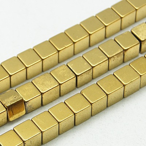 

PandaHall Non-magnetic Synthetic Hematite Beads Strands, Cube, Golden Plated, 2x2x2mm, Hole: 0.8mm Non-magnetic Hematite Cube