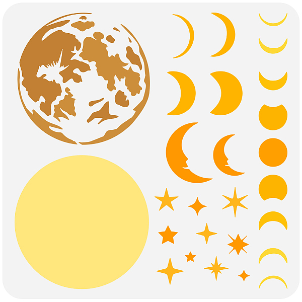

PandaHall PET Hollow Out Drawing Painting Stencils, for DIY Scrapbook, Photo Album, Moon, 30x30cm Plastic Moon