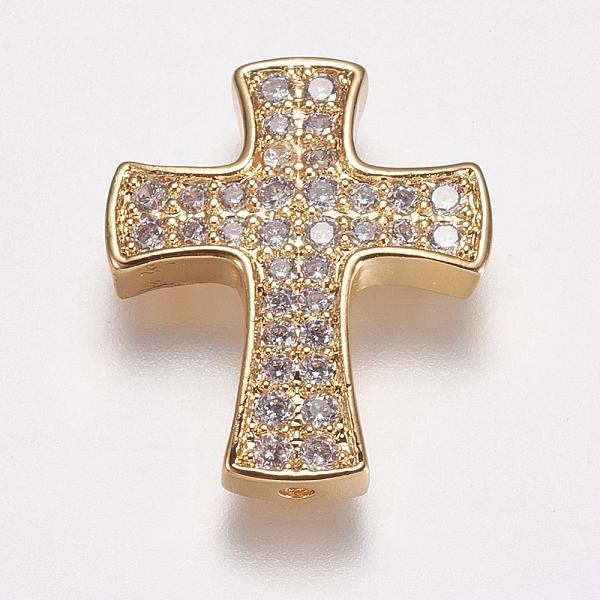 

PandaHall Brass Micro Pave Cubic Zirconia Beads, Cross, Golden, 23.5x19.5x3.5mm, Hole: 1.5mm Brass+Cubic Zirconia Cross