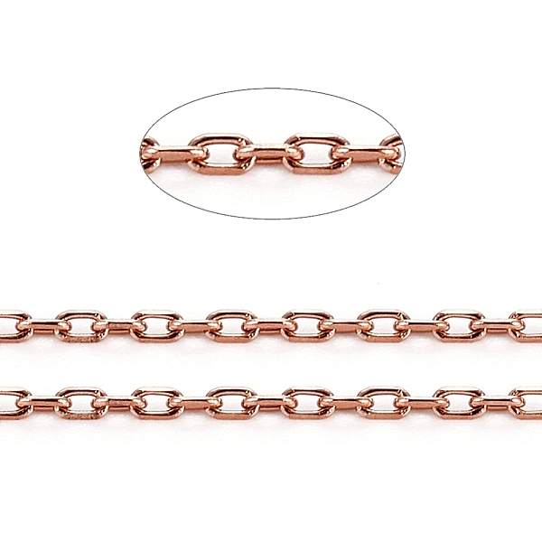 

PandaHall Ion Plating(IP) 304 Stainless Steel Cable Chains, Diamond Cut Thin Chains, Soldered, Faceted, with Spool, Oval, Rose Gold...