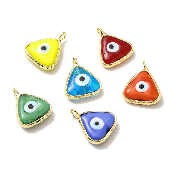 

PandaHall Handmade Lampwork Pendants, with Eco-friendly Light Gold Brass Findings, Long-Lasting Plated, Cadmium Free & Lead Free, Triangle..., Multicolor