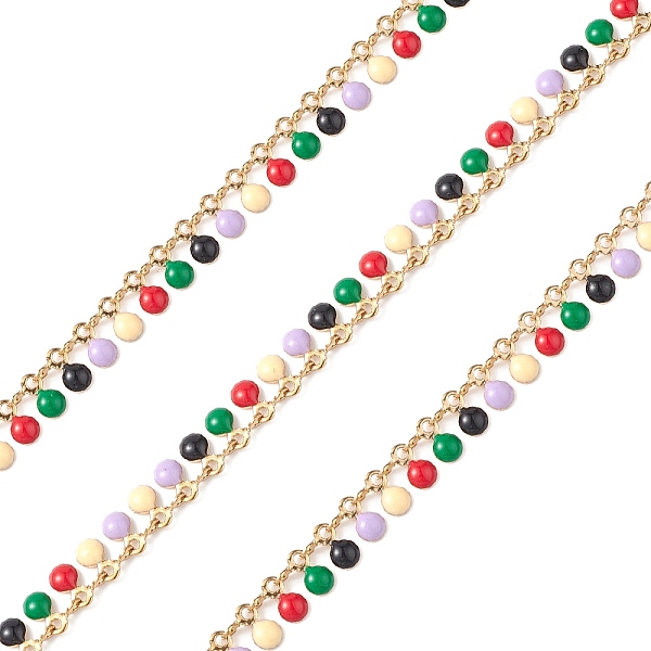 

PandaHall 304 Stainless Steel Link Chains, with Enamel Charms, Unwelded, Teardrop, Golden, 6x5x1.5mm Stainless Steel+Enamel