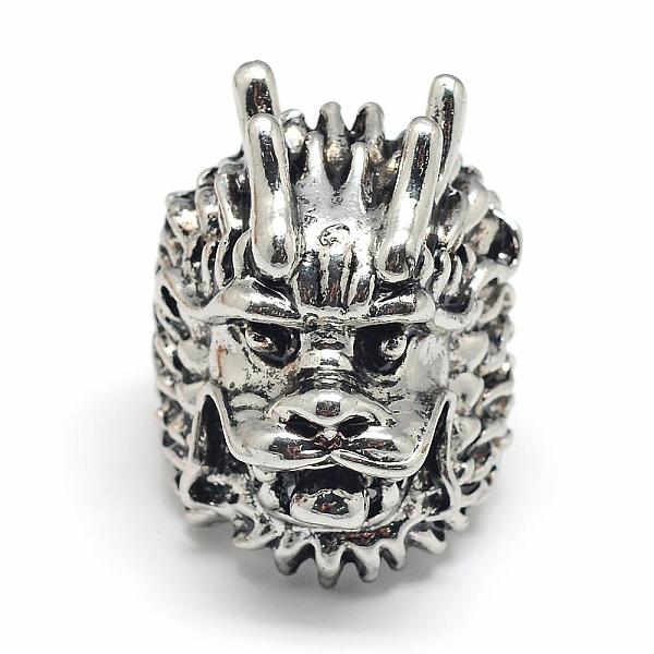 

PandaHall Alloy Finger Rings, Wide Band Rings, Dragon, Size 9, Antique Silver, 19mm Alloy