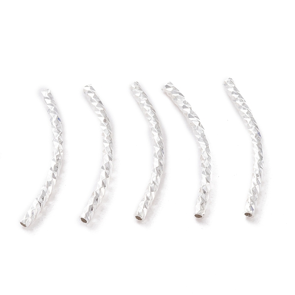 

PandaHall Brass Tube Beads, Long-Lasting Plated, Curved Beads, Tube, 925 Sterling Silver Plated, 20x1.5mm, Hole: 0.8mm Brass Tube