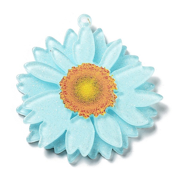 

PandaHall Printed Transparent Acrylic Pendants, 3D Flower Charms, Light Cyan, 42.5x40x4mm, Hole: 1.5mm Acrylic Flower