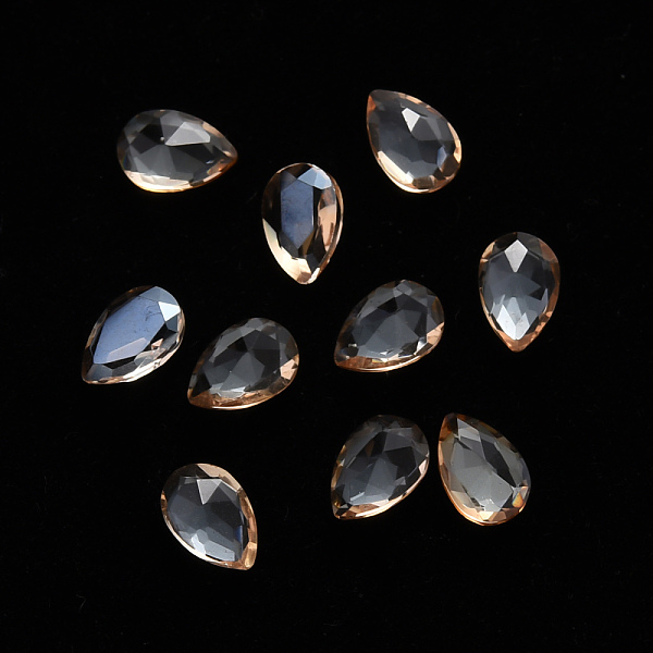 

PandaHall Teardrop Transparent Glass Cabochons, Nail Art Decoration Accessories, Faceted, Goldenrod, 6x4x2.5mm Glass Teardrop Gold
