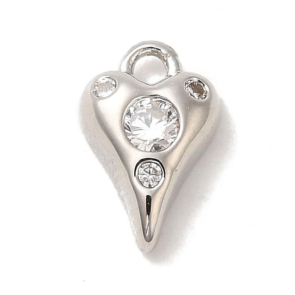 

PandaHall Brass Micro Pave Cubic Zirconia Pendants, Heart Charm, Platinum, 9x6x2.5mm, Hole: 1.2mm Brass+Cubic Zirconia Heart Clear