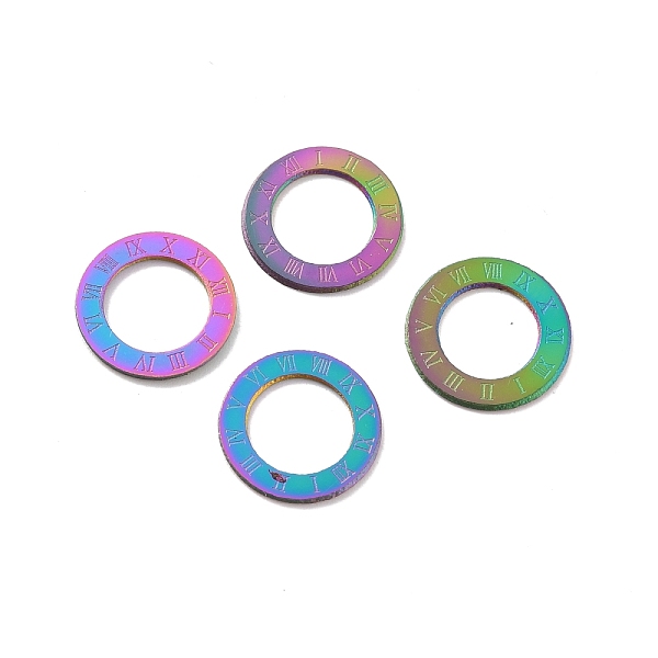 

PandaHall Ion Plating(IP) 304 Stainless Steel Linking Rings, Ring with Roman Numerals 1~12, Rainbow Color, 12x0.5mm, Hole: 7mm 304 Stainless...