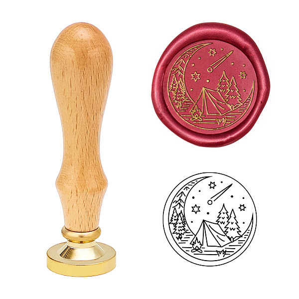 

PandaHall DIY Scrapbook, Brass Wax Seal Stamp Head, with Beech Wood Handles, For Retro Vintage Wax Seal Stamp, Moon Pattern, Golden, 25x14mm...