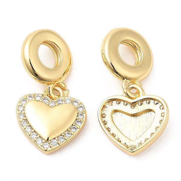 

PandaHall Brass with Cubic Zirconia Pendants, Long-Lasting Plated, Lead Free & Cadmium Free, Heart, Real 18K Gold Plated, 23mm, Hole: 4.5mm..., Clear