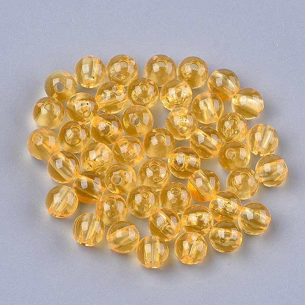 

PandaHall Transparent Plastic Beads, Round, Gold, 6x5.5mm, Hole: 1.8mm, about 5000pcs/500g Plastic Round Gold