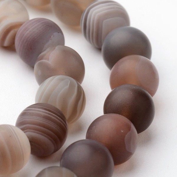 

PandaHall Natural Botswana Agate Bead Strands, Frosted, Round, 6mm, Hole: 1mm, about 62pcs/strand, 15 inch Botswana Agate Round