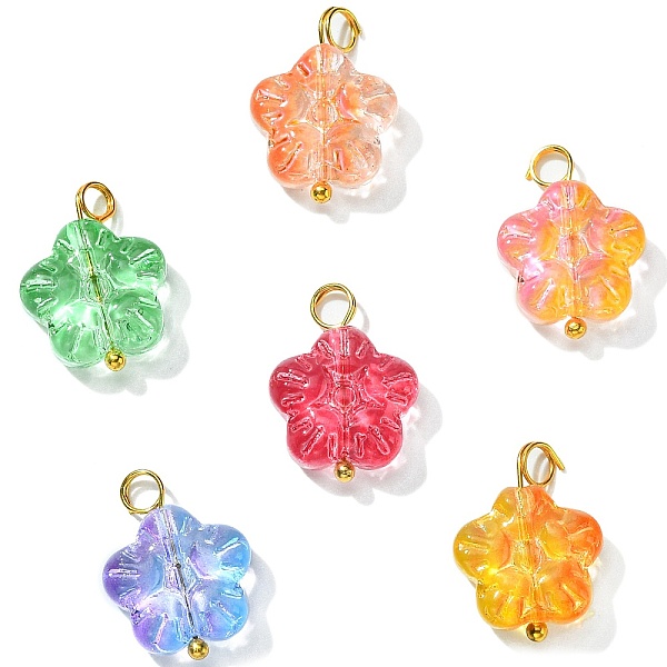 

PandaHall 30Pcs 5 Colors Handmade Lampwork Charms, with Golden 304 Stainless Steel Loops, Plum Blossom Flower Charms, Mixed Color..., Multicolor