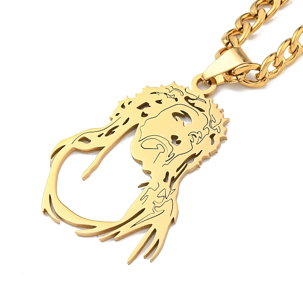 

PandaHall 304 Stainless Steel Pendant Necklaces, Curb Chain, Jesus, Golden, 23.74 inch(60.3cm) 304 Stainless Steel Human