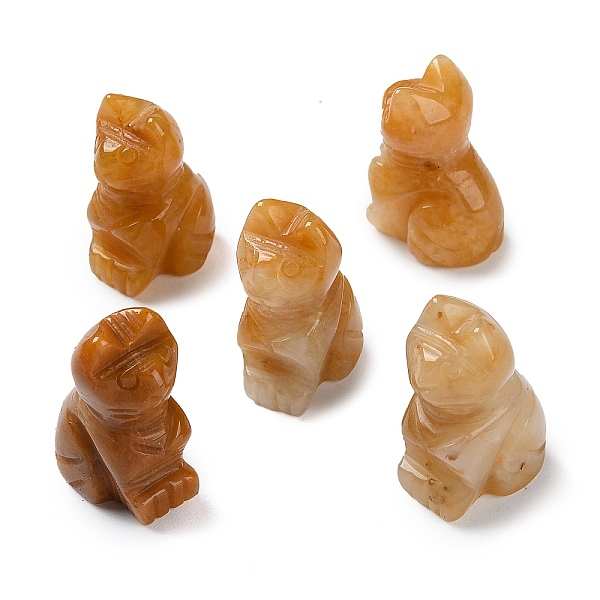

PandaHall Natural Topaz Jade Carved Healing Figurines, Reiki Energy Stone Display Decorations, Cat, 18x12~12.5x25mm Topaz Jade Cat Shape