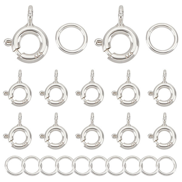 

PandaHall CREATCABIN 12Pcs 925 Sterling Silver Spring Ring Clasps, with 12Pcs Open Jump Rings, Silver, 9x6x1.5mm, Hole: 3mm Sterling Silver...