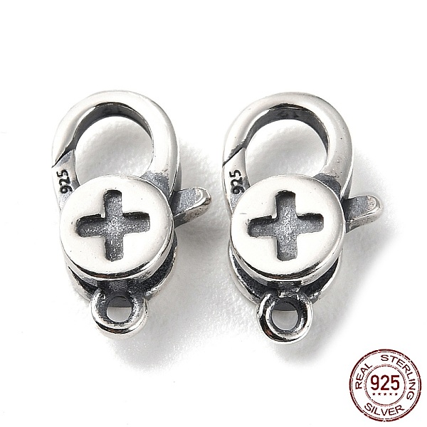 

PandaHall 925 Thailand Sterling Silver Lobster Claw Clasps, Cross, with 925 Stamp, Antique Silver, 13x7.5x4mm, Hole: 1.2mm Sterling Silver...