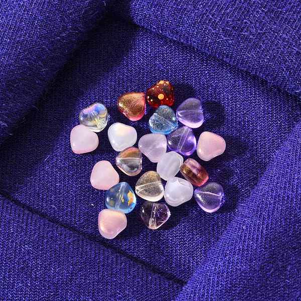 

PandaHall 20Pcs Transparent Spray Painted Glass Beads, Heart, Mixed Style, Mixed Color, 6x6x4mm, Hole: 0.7mm Glass Heart Multicolor