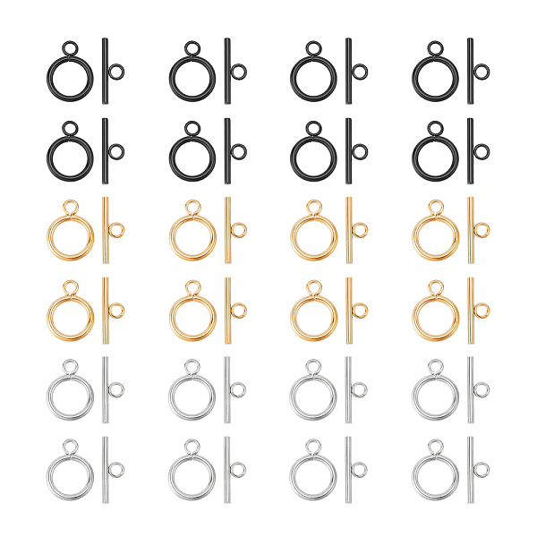 

PandaHall UNICRAFTALE 24 Sets 3 Colors Stainless Steel Toggle Clasps Round IQ Toggle Clasps T-bar Closure Clasps Neckalce Toggle Clasps...